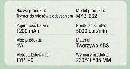 Maszynka do strzyżenia z funkcją odsysania włosów (bez bałaganu)