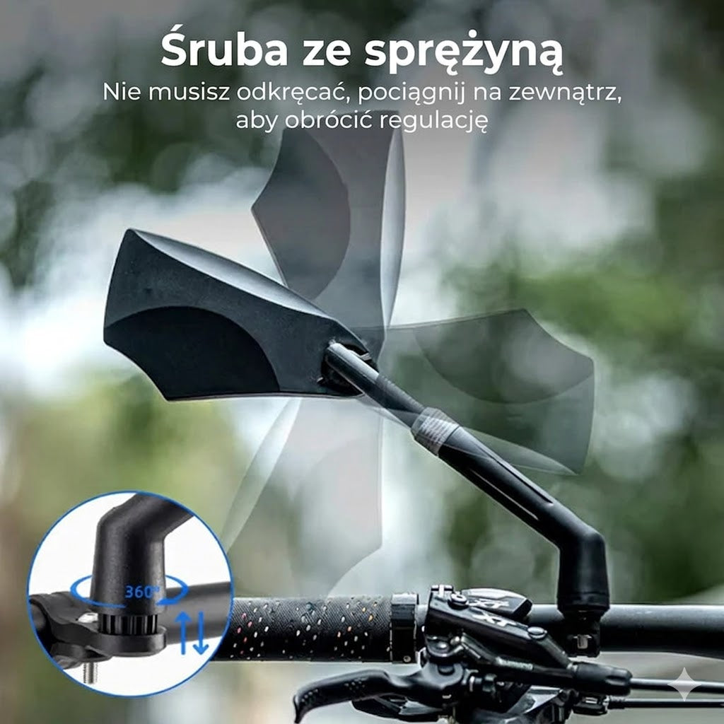 Regulowane lusterko wsteczne do kierownicy rowerowej – widok 360°
