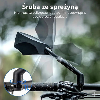 Regulowane lusterko wsteczne do kierownicy rowerowej – widok 360°