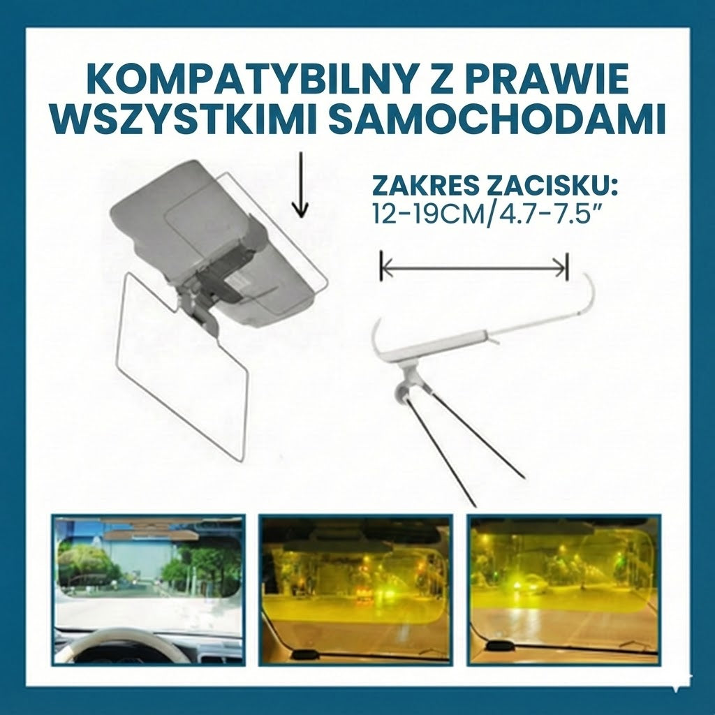 Dwufunkcyjny przedłużacz osłony przeciwsłonecznej do samochodu – osłona na dzień i noc