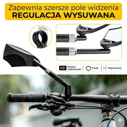 Regulowane lusterko wsteczne do kierownicy rowerowej – widok 360°