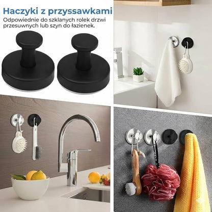 Nowoczesny haczyk na ręcznik do łazienki – System przyssawki z blokadą obrotową – Zdejmowany i wielokrotnego użytku – Bez uszkodzeń