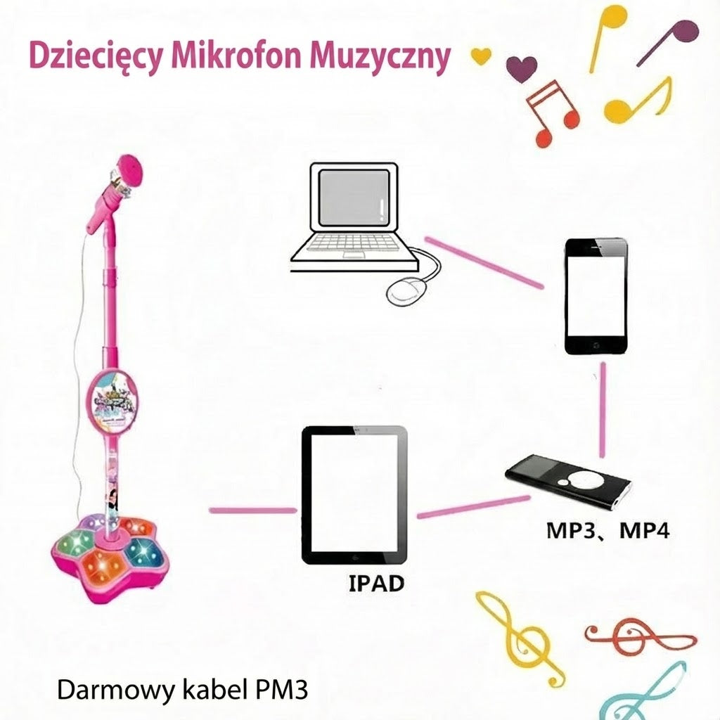 Ładowany mikrofon karaoke z funkcją Bluetooth