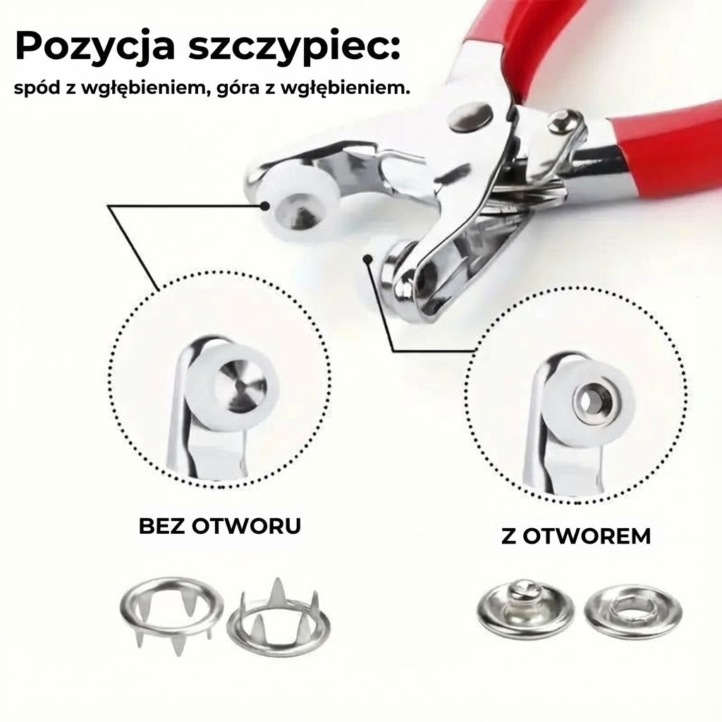 Zestaw szczypiec do zatrzasków SnapForge (w zestawie zatrzaski)