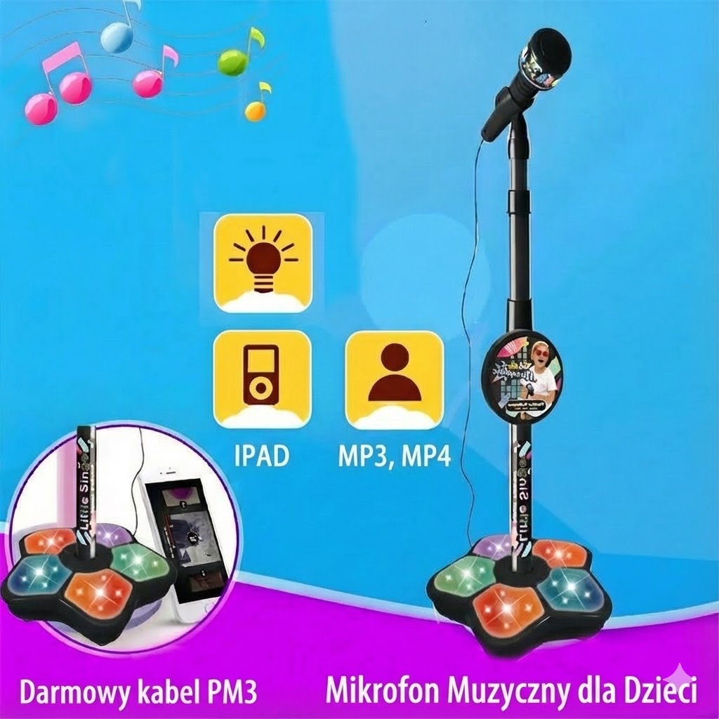 Ładowany mikrofon karaoke z funkcją Bluetooth