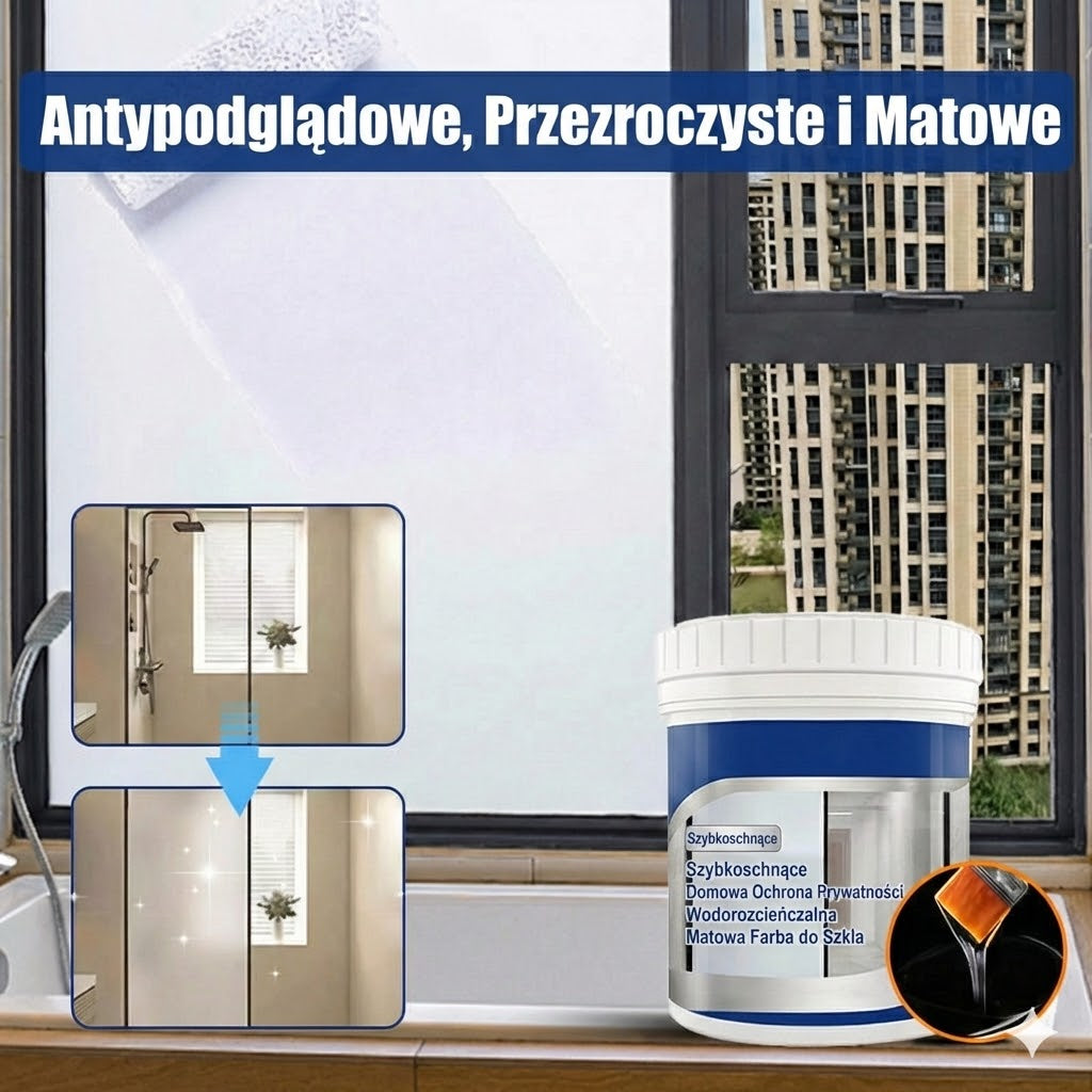 Farba do szkła z efektem mrożonym – płynna folia zapewniająca prywatność (efekt matowego/piaskowanego szkła)