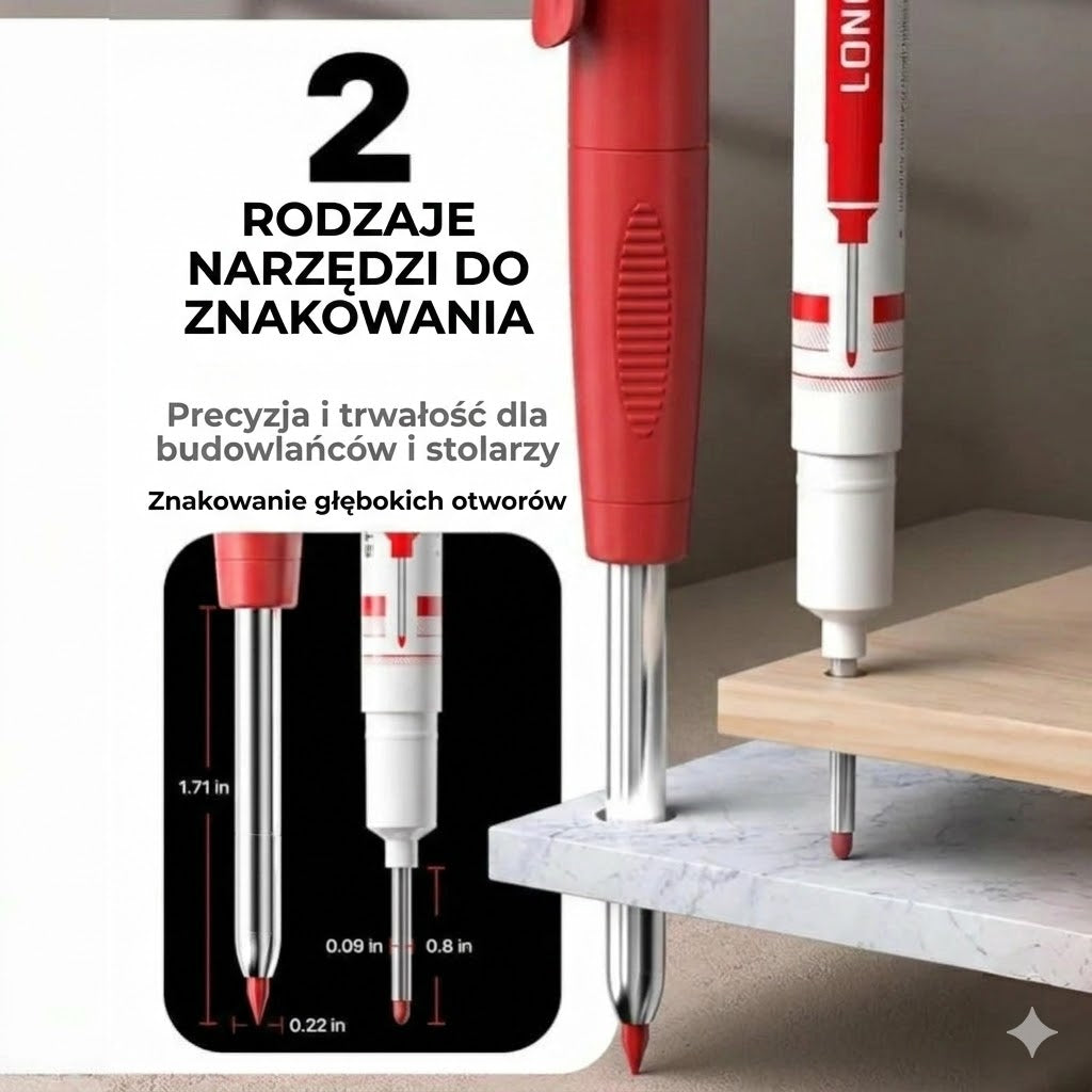 Profesjonalny zestaw do znakowania – 3 ołówki stolarskie – Z kolorowymi wkładami zapasowymi – Niezbędny w każdej skrzynce narzędziowej