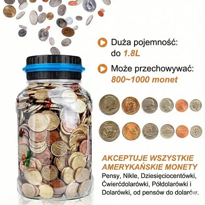 Elektroniczna skarbonka z automatycznym licznikiem