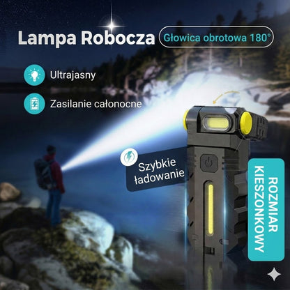 Akumulatorowa lampa robocza LED – Regulacja nachylenia 180°