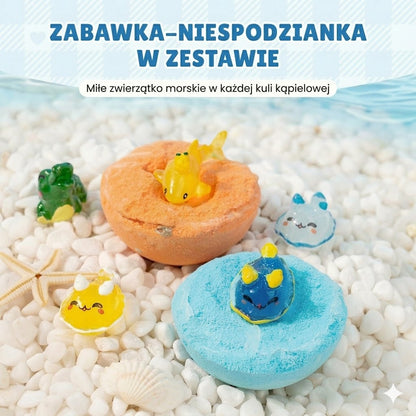 【Zestaw 12 szt.】Magiczne kule do kąpieli z niespodzianką – w środku zabawki z motywem morskich zwierząt