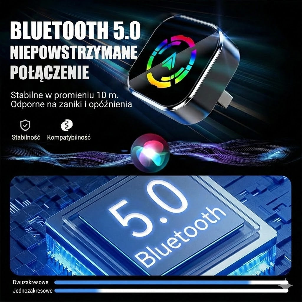Bezprzewodowy adapter 2 w 1 do iPhone i Android Auto