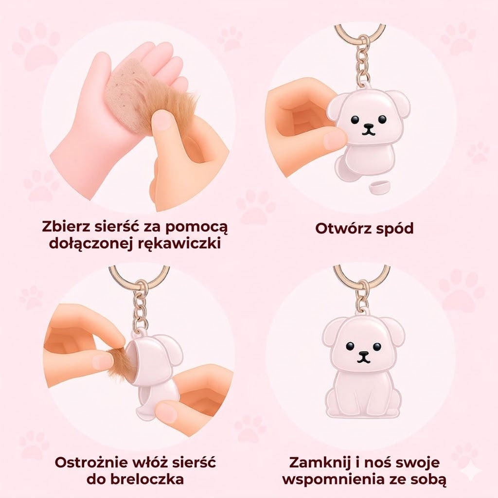 Snuzzle spersonalizowany brelok z sierścią zwierzaka – wyjątkowa pamiątka dla psa i kota