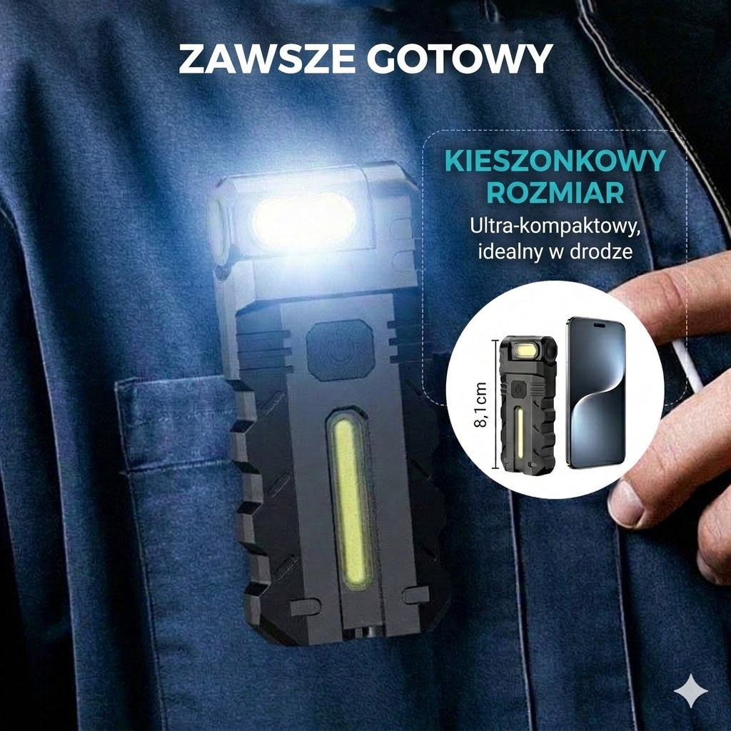 Akumulatorowa lampa robocza LED – Regulacja nachylenia 180°