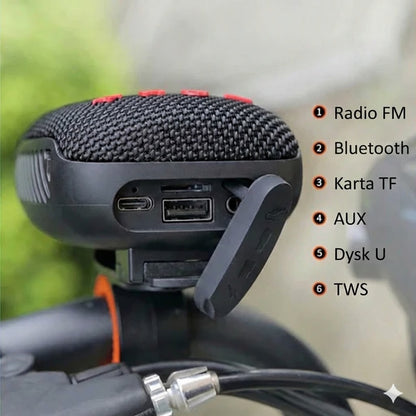 Głośnik Bluetooth na rower – wodoodporny głośnik z solidnym uchwytem (wstrząsoodporny i z funkcją zestawu głośnomówiącego)
