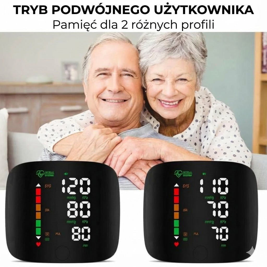 Cyfrowy nadgarstkowy ciśnieniomierz – duży wyświetlacz LED i pamięć