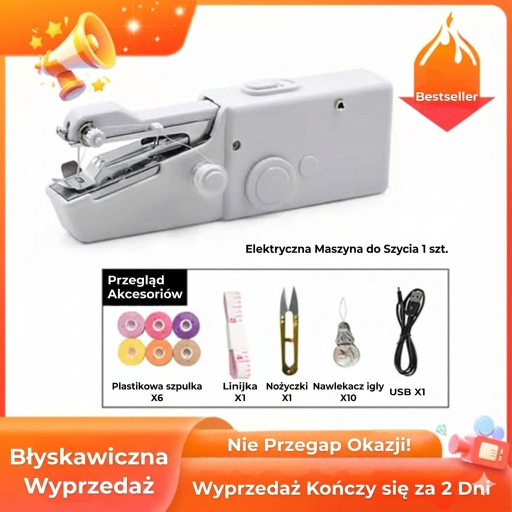 Elektryczna ręczna maszyna do szycia – do ubrań i zasłon