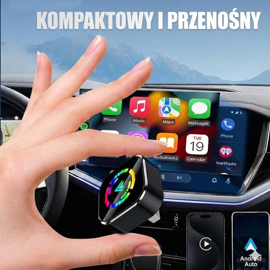 Bezprzewodowy adapter 2 w 1 do iPhone i Android Auto