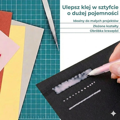 Pisaki z klejem z cienką końcówką – precyzyjny klej do scrapbookingu i tworzenia kartek (zestaw 6 sztuk)