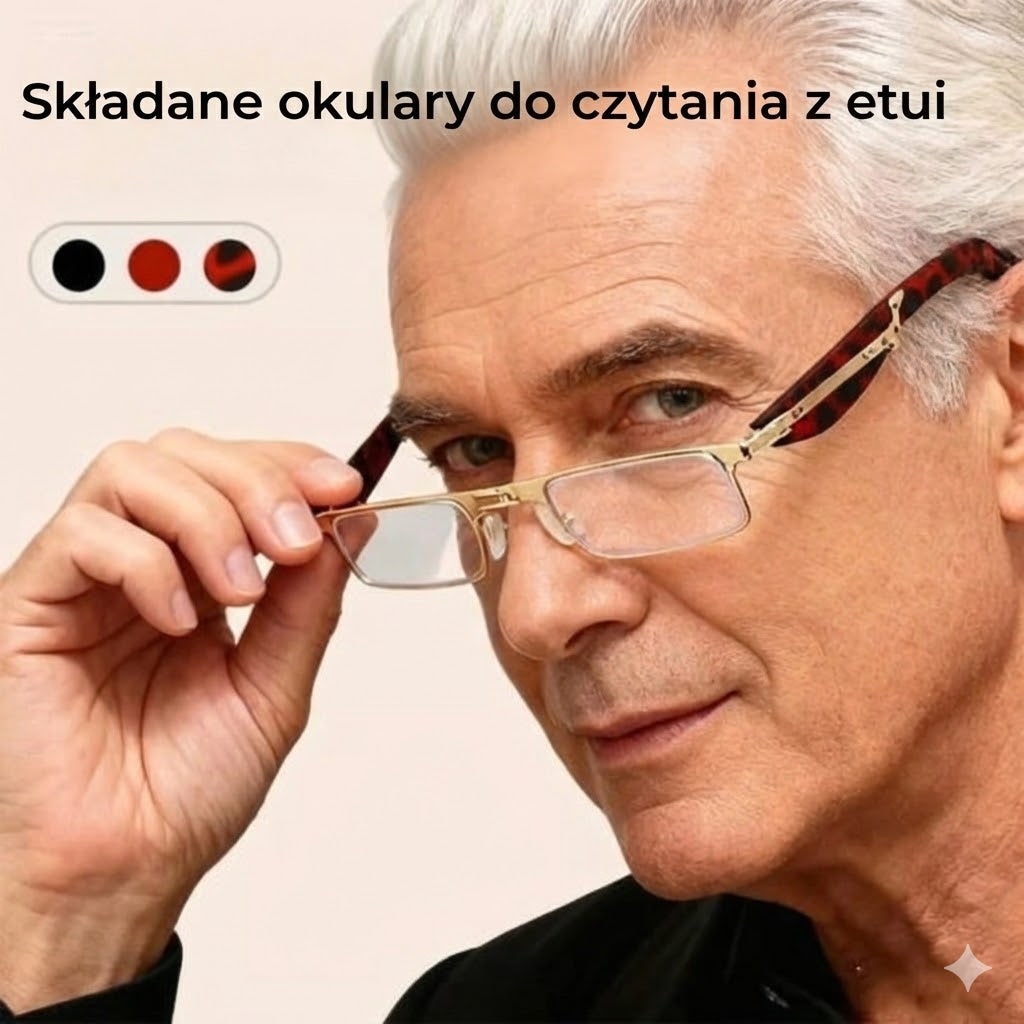 Składane okulary do czytania / komputerowe – filtr światła niebieskiego – składane (z etui)