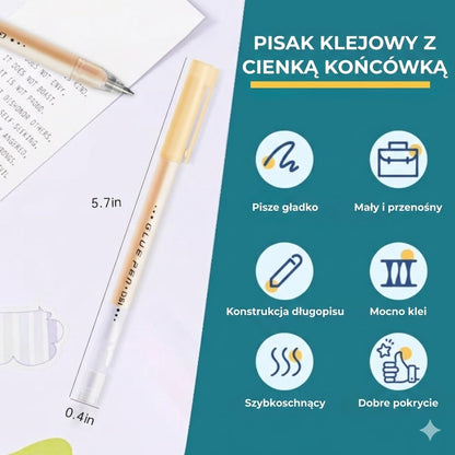 Pisaki z klejem z cienką końcówką – precyzyjny klej do scrapbookingu i tworzenia kartek (zestaw 6 sztuk)