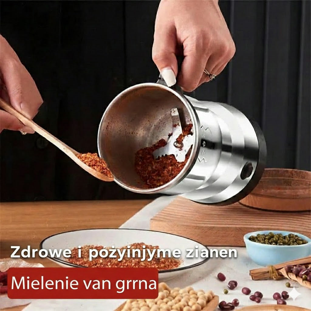 Elektryczny młynek do kawy i przypraw – młynek ze stali nierdzewnej do kawy, orzechów i nasion (kompaktowy)