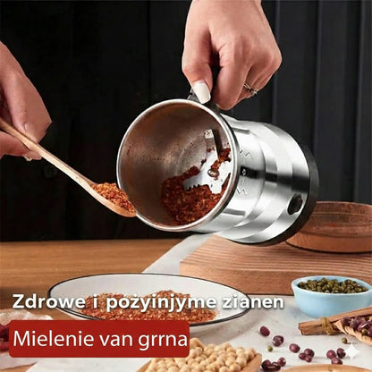 Elektryczny młynek do kawy i przypraw – młynek ze stali nierdzewnej do kawy, orzechów i nasion (kompaktowy)