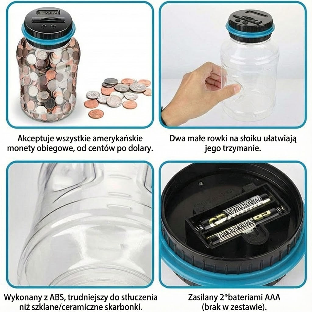 Elektroniczna skarbonka z automatycznym licznikiem