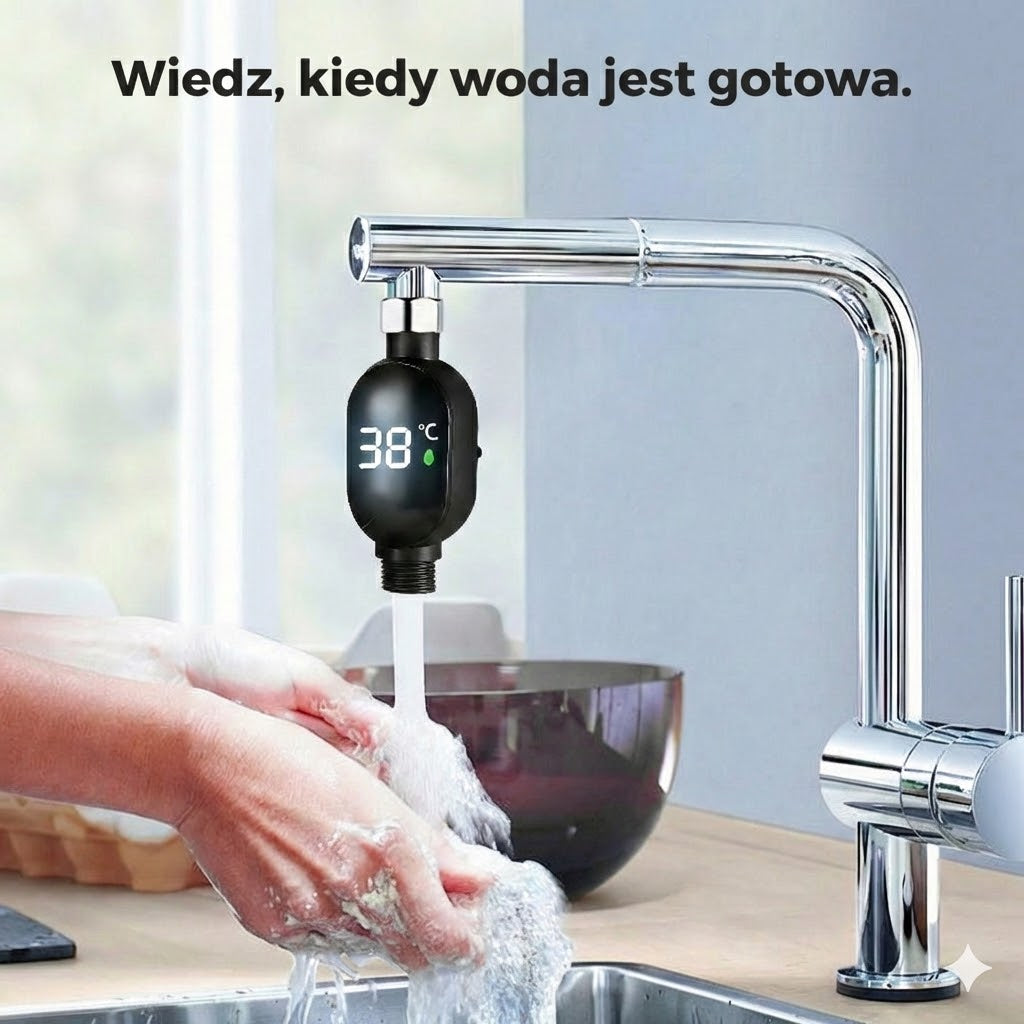 Cyfrowy termometr prysznicowy – LED bez baterii (bezpieczny dla niemowląt i dzieci)
