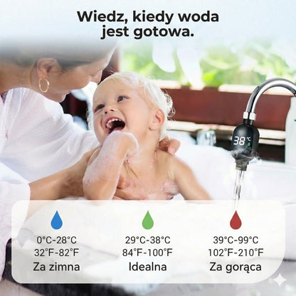 Cyfrowy termometr prysznicowy – LED bez baterii (bezpieczny dla niemowląt i dzieci)