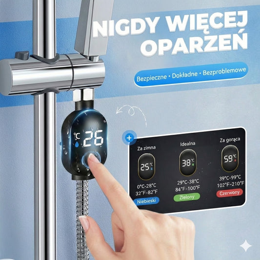 Cyfrowy termometr prysznicowy – LED bez baterii (bezpieczny dla niemowląt i dzieci)