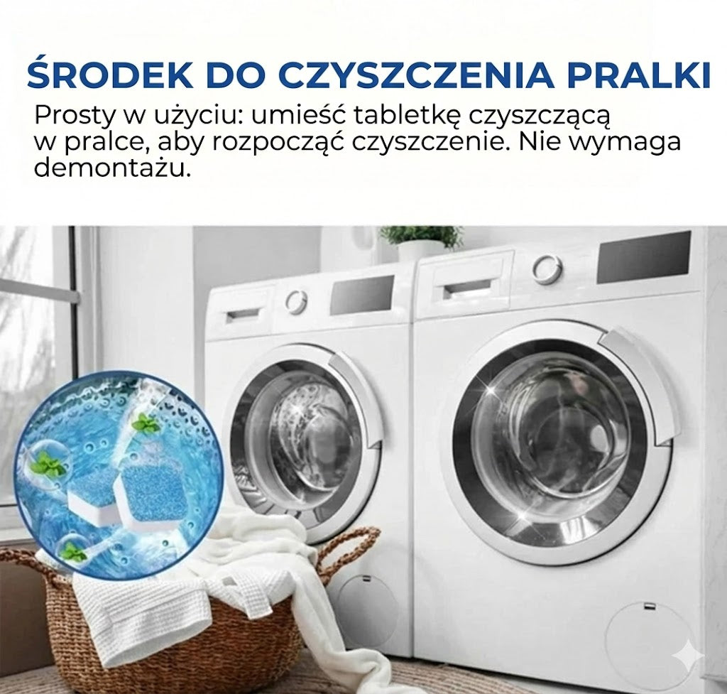 Tabletki do czyszczenia pralki – Usuwają kamień i nieprzyjemne zapachy – Głębokie czyszczenie – [Opakowanie 12 szt.] – Uniwersalne