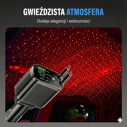 Ładowarka samochodowa 5-w-1 do przednich i tylnych siedzeń – z przedłużaczem