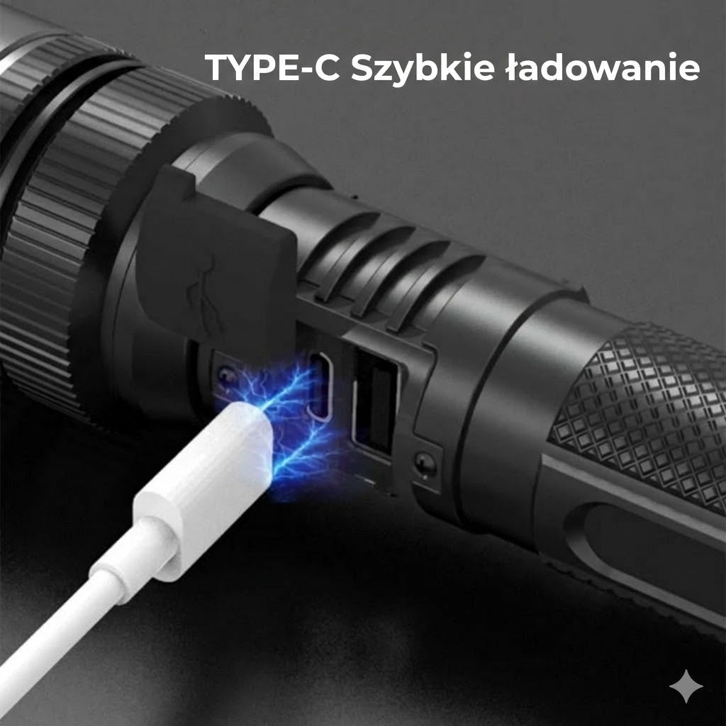 Taktyczna latarka z funkcją powerbanku