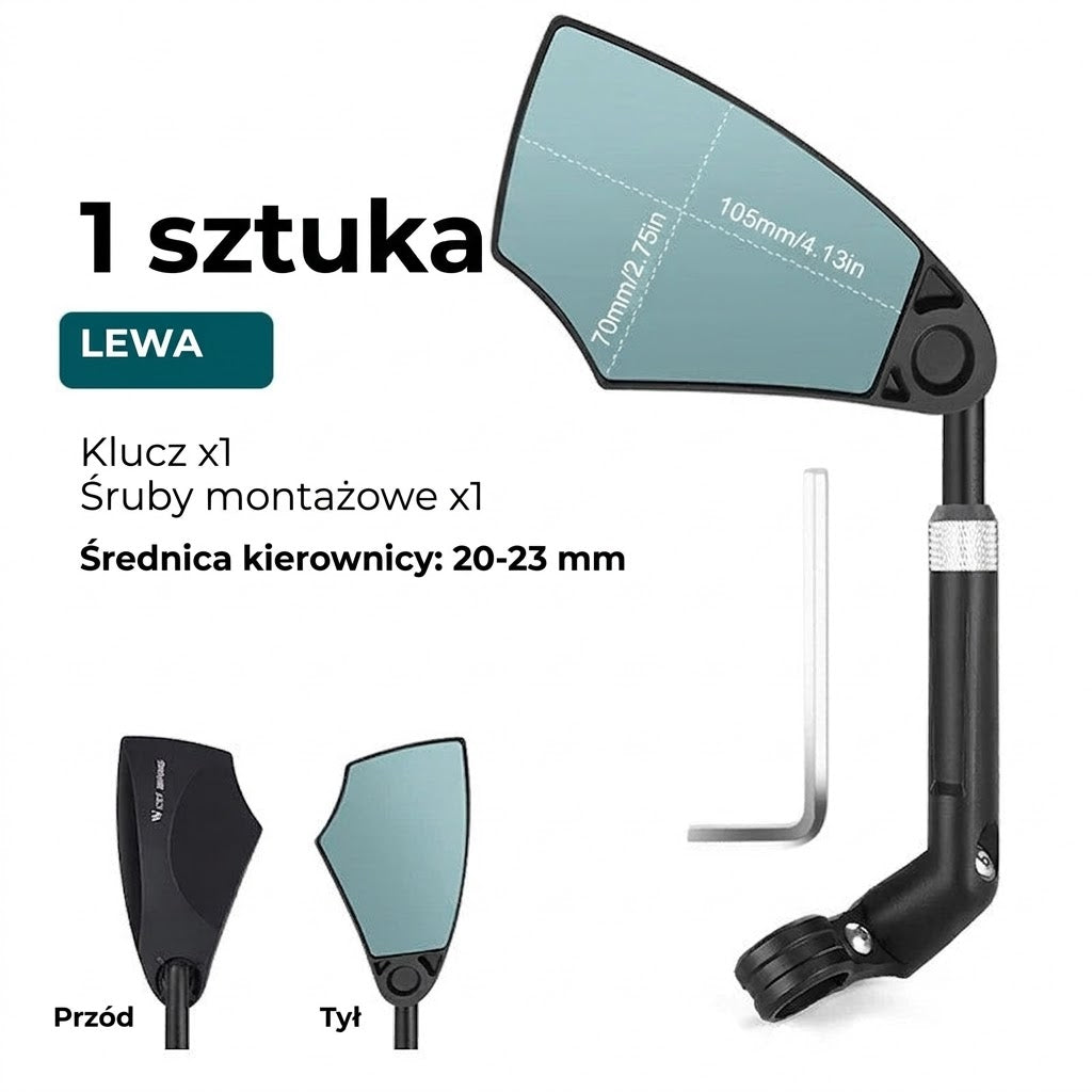 Regulowane lusterko wsteczne do kierownicy rowerowej – widok 360°
