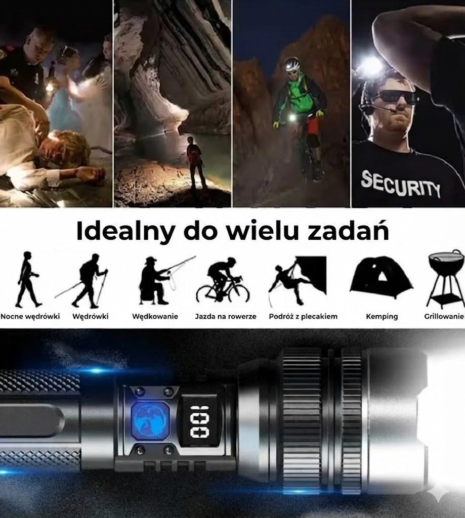 Taktyczna latarka z funkcją powerbanku