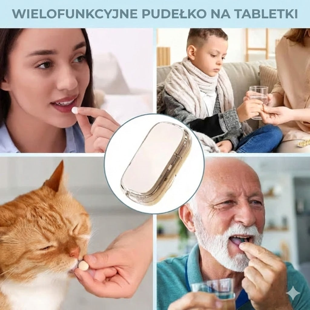 2-w-1 przecinacz i dzielnik tabletek – regulowany, do różnych rozmiarów – precyzyjne cięcie – przezroczysty
