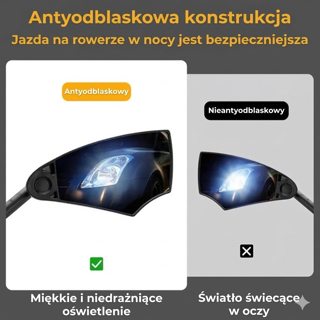 Regulowane lusterko wsteczne do kierownicy rowerowej – widok 360°