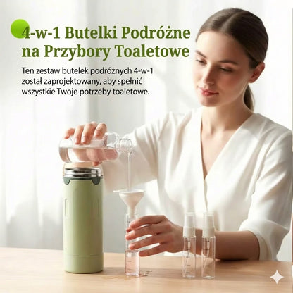 Zestaw 4 w 1 butelek podróżnych – przenośne, szczelne silikonowe butelki na kosmetyki