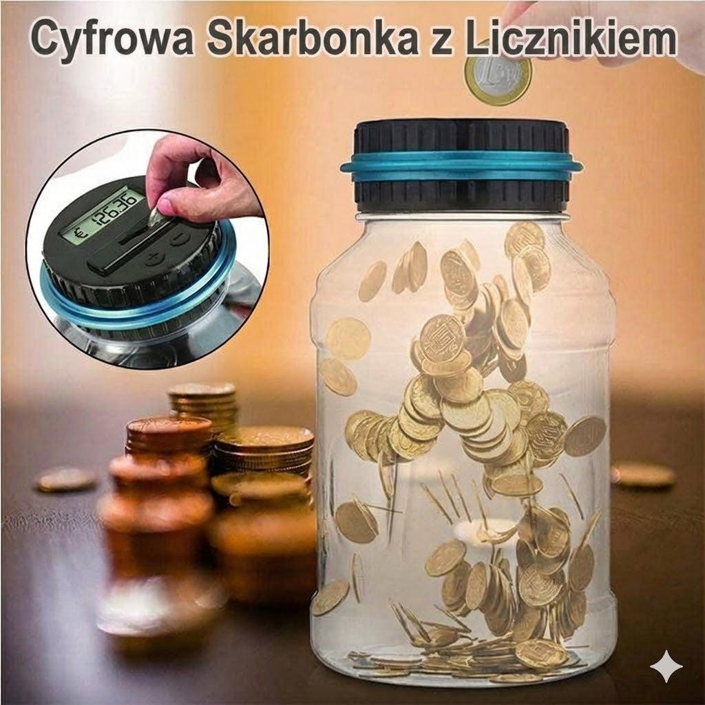 Elektroniczna skarbonka z automatycznym licznikiem